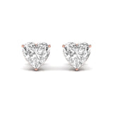 Ivana Jewels Earrings Rose Gold / 14KT 3 Carats Each Heart Shape Solitaire Diamond Three Prong Setting Studs Earring
