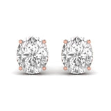 Ivana Jewels Earrings Rose Gold / 14KT 3 Carats Each Oval Shape Solitaire Diamond 4-Prong Setting Studs Earring