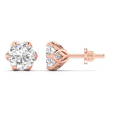 Ivana Jewels Earrings Rose Gold / 14KT 4 Carats Each Round Diamonds 6-prongs Setting Studs Earrings