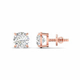 Ivana Jewels Earrings Rose Gold / 14KT 5 Carats Each Round Cut Diamonds Solitaire Studs Earrings