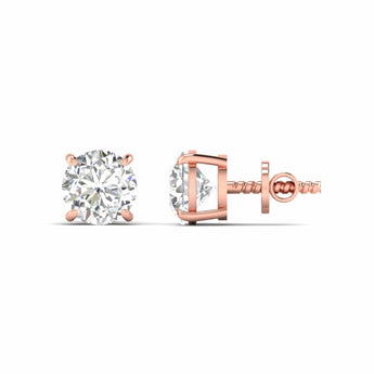 Ivana Jewels Earrings Rose Gold / 14KT 5 Carats Each Round Cut Diamonds Solitaire Studs Earrings