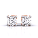 Ivana Jewels Earrings Rose Gold / 14KT 80 Pointers Round Cut Diamonds Statement Studs