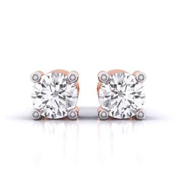 Ivana Jewels Earrings Rose Gold / 14KT 80 Pointers Round Cut Diamonds Statement Studs