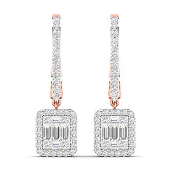 Ivana Jewels Earrings Rose Gold / 14KT Baguette and Round Diamond Earrings