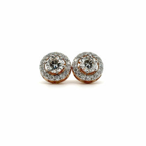 Ivana Jewels Earrings Rose Gold / 14KT Centre Round Diamond Halo Earring
