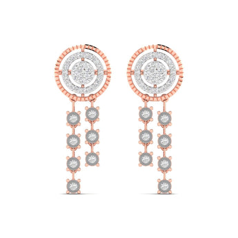 Ivana Jewels Earrings Rose Gold / 14KT Circle Diamond Drop Earrings