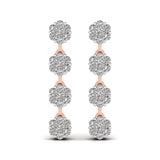 Ivana Jewels Earrings Rose Gold / 14KT Circular Crystal Cluster Drop Earring