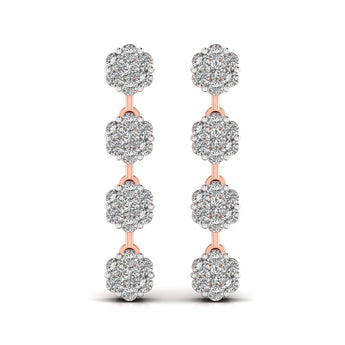 Ivana Jewels Earrings Rose Gold / 14KT Circular Crystal Cluster Drop Earring