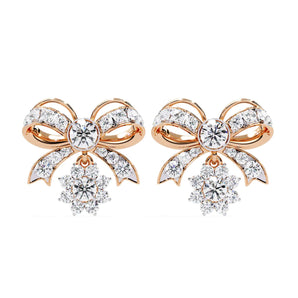 Ivana Jewels Earrings Rose Gold / 14KT Dainty Bow and Crystal Earrings