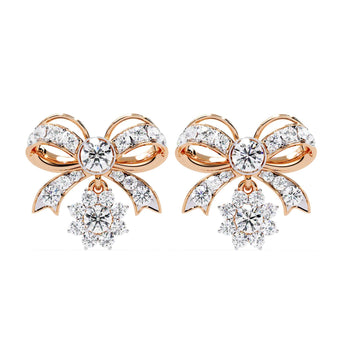 Ivana Jewels Earrings Rose Gold / 14KT Dainty Bow and Crystal Earrings