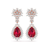 Ivana Jewels Earrings Rose Gold / 14KT Dangle Ruby Diamond Earrings