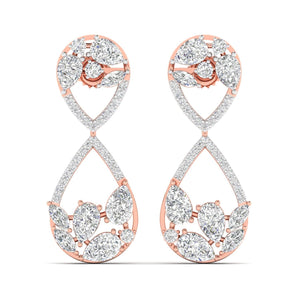 Ivana Jewels Earrings Rose Gold / 14KT Dazzling Pear & Round Diamond Drop Earrings