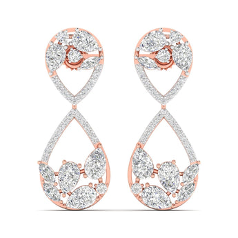Ivana Jewels Earrings Rose Gold / 14KT Dazzling Pear & Round Diamond Drop Earrings