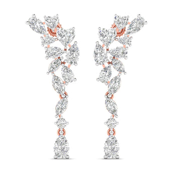 Ivana Jewels Earrings Rose Gold / 14KT Diamond Cluster Cascade Earrings