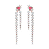 Ivana Jewels Earrings Rose Gold / 14KT Diamond Dangle Earrings with Pink Diamond Accents