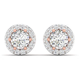 Ivana Jewels Earrings Rose Gold / 14KT Diamond Halo Studs in Two-Tone Gold