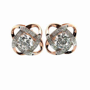 Ivana Jewels Earrings Rose Gold / 14KT Diamond Knot Earrings