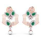 Ivana Jewels Earrings Rose Gold / 14KT Fancy Pear Cut Emerald Diamond Stunning Earring