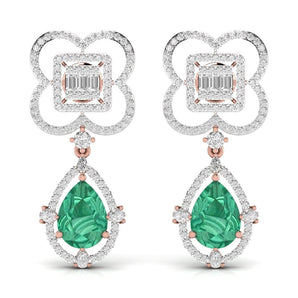 Ivana Jewels Earrings Rose Gold / 14KT Fancy Shape Diamonds & Round Shape Diamonds Earring