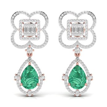 Ivana Jewels Earrings Rose Gold / 14KT Fancy Shape Diamonds & Round Shape Diamonds Earring