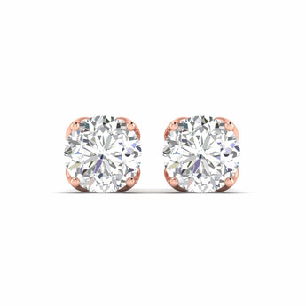 Ivana Jewels Earrings Rose Gold / 14KT Four-Prong Diamond Stud Earrings