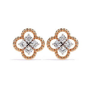 Ivana Jewels Earrings Rose Gold / 14KT Four-Stone Clover Diamond Earrings