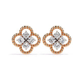 Ivana Jewels Earrings Rose Gold / 14KT Four-Stone Clover Diamond Earrings