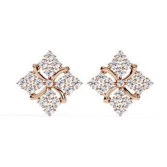 Ivana Jewels Earrings Rose Gold / 14KT Geometric Diamond Stud Earrings