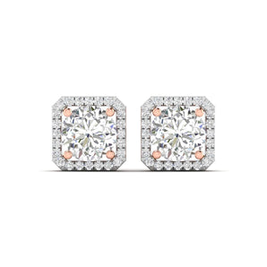 Ivana Jewels Earrings Rose Gold / 14KT Large Diamond Halo Studs for Women