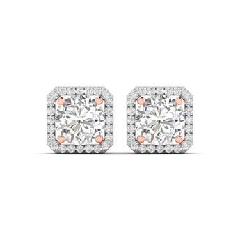 Ivana Jewels Earrings Rose Gold / 14KT Large Diamond Halo Studs for Women