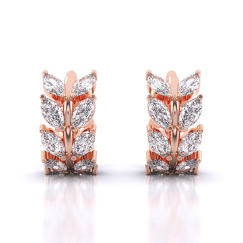 Ivana Jewels Earrings Rose Gold / 14KT Laurel leaf Hoop Huggies Earrings