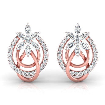 Ivana Jewels Earrings Rose Gold / 14KT Marquise & Round Diamond Knot Earring