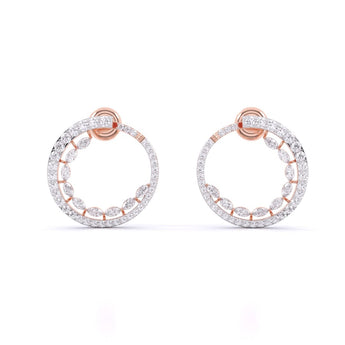 Ivana Jewels Earrings Rose Gold / 14KT Marquise & Round Diamonds Hoop Earring