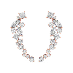 Ivana Jewels Earrings Rose Gold / 14KT Multi-Shape Diamond Climber Earrings