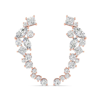 Ivana Jewels Earrings Rose Gold / 14KT Multi-Shape Diamond Climber Earrings