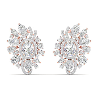 Ivana Jewels Earrings Rose Gold / 14KT Oval & Marquise Diamond Earrings Sets.
