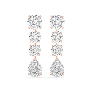 Ivana Jewels Earrings Rose Gold / 14KT Pear and Round Diamond Earrings