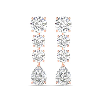 Ivana Jewels Earrings Rose Gold / 14KT Pear and Round Diamond Earrings