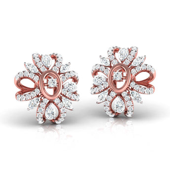 Ivana Jewels Earrings Rose Gold / 14KT Pear, Marquise & Round Diamond Clustered Stud Earrings