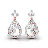 Ivana Jewels Earrings Rose Gold / 14KT Pear & Round Cut Diamond Teardrop Drop Earrings
