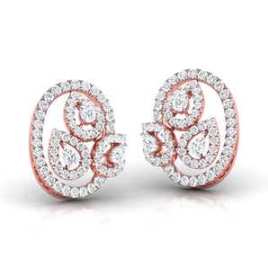 Ivana Jewels Earrings Rose Gold / 14KT Pear & Round Diamond Leaf Stud Earrings