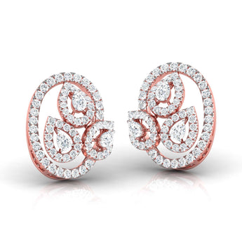 Ivana Jewels Earrings Rose Gold / 14KT Pear & Round Diamond Leaf Stud Earrings