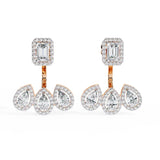 Ivana Jewels Earrings Rose Gold / 14KT Rectangular and Teardrop Diamond Earrings