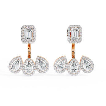 Ivana Jewels Earrings Rose Gold / 14KT Rectangular and Teardrop Diamond Earrings