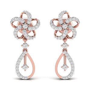 Ivana Jewels Earrings Rose Gold / 14KT Round Cut Diamonds Dangler Earring