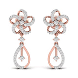 Ivana Jewels Earrings Rose Gold / 14KT Round Cut Diamonds Dangler Earring