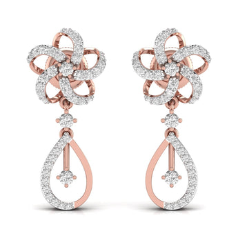 Ivana Jewels Earrings Rose Gold / 14KT Round Cut Diamonds Dangler Earring