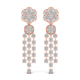 Ivana Jewels Earrings Rose Gold / 14KT Round Cut Diamonds Dangler Earring