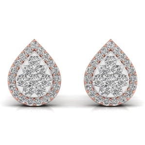 Ivana Jewels Earrings Rose Gold / 14KT Round Cut Diamonds Leaf Shape Earrings
