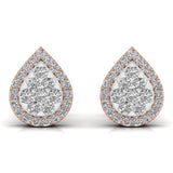 Ivana Jewels Earrings Rose Gold / 14KT Round Cut Diamonds Leaf Shape Earrings
